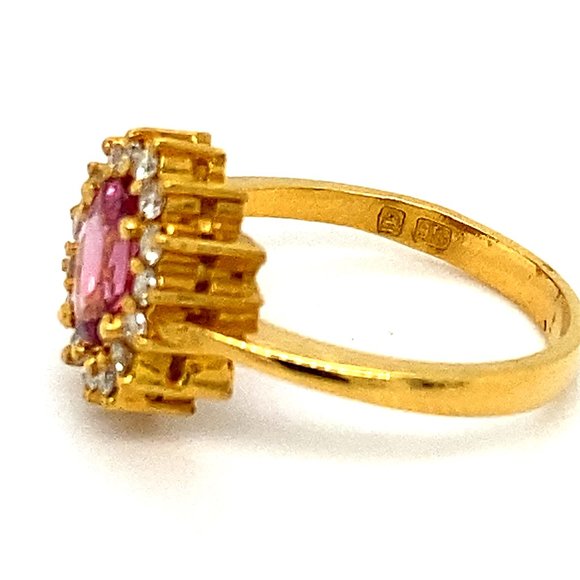 Certified Pink Spinel 1.01ct Diamonds 22K Ring - Picture 5 of 8